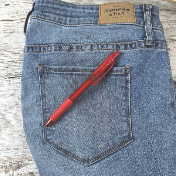 Abercrombie Fitch Signature Coll. Jeans Skinny Size 28 Distressed 29.5 X 26.75” - Picture 3 of 11